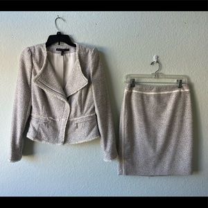 WHBM gray and white suit. Worn once at Easter! Jacket size 4, Skirt size 2